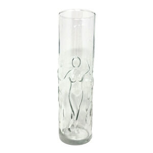 Libbey La Femme Glass Nude Dancing Women 8.75" Cocktail Barware Cylinder Vase